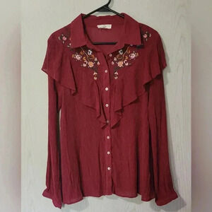 Embroidered button up